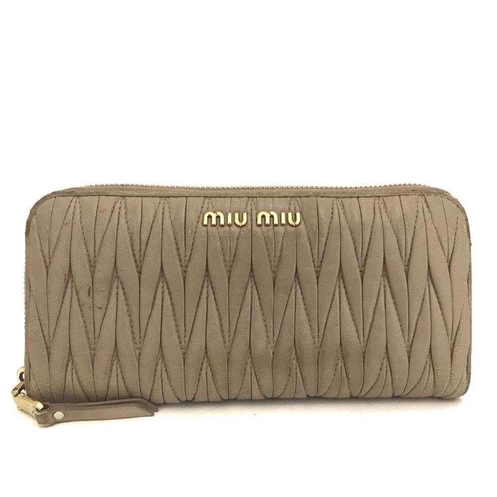 Miu Miu Beige Quilted Women's Wallet